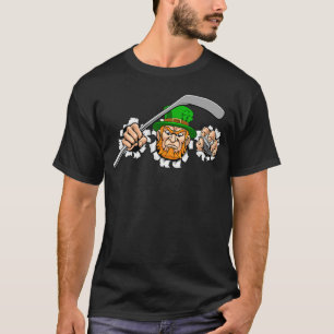 Leprechaun Ice Field Hockey St Patricks Day Sport T-Shirt