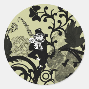 Leprechaun in Black Classic Round Sticker