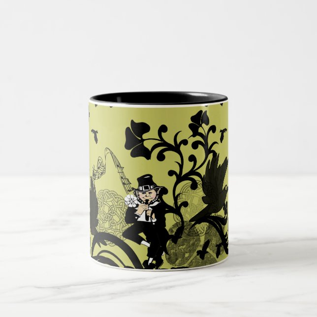 Leprechaun in Black Two-Tone Coffee Mug (Center)