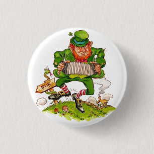 Leprechaun in Green, Happy Saint Patrick's Day 1 Inch Round Button