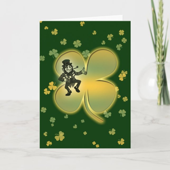 Leprechaun irish luck shamrocks cards (Front)