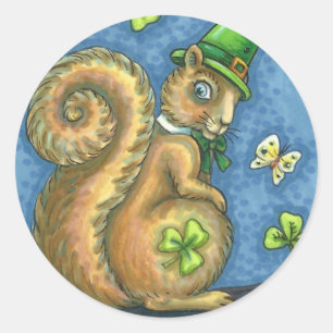 LEPRECHAUN IRISH SQUIRREL, LUCKY STICKERS Sheet
