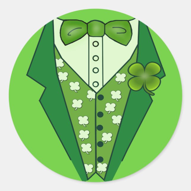 Leprechaun Irish Vest Classic Round Sticker (Front)