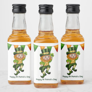 Leprechaun Irish whiskey St Patrick's Day party Liquor Bottle Label
