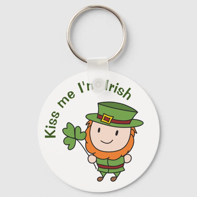 Leprechaun Kiss Me I'm Irish Keychain (Front)