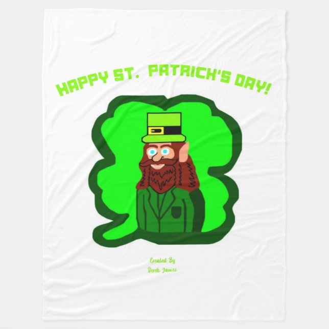 Leprechaun Magic Large Fleece Blanket (Front)