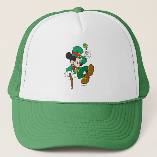 Leprechaun Mickey Mouse | St. Patrick's Day Trucker Hat (Front)
