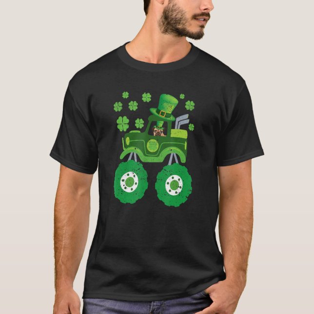 Leprechaun Monster Truck Pugs St Patricks Day Dog  T-Shirt (Front)