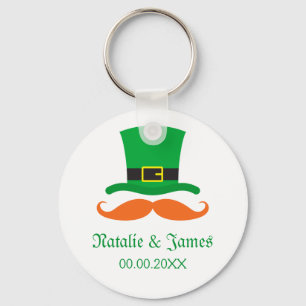 Leprechaun moustache St Patrick's day wedding Keychain
