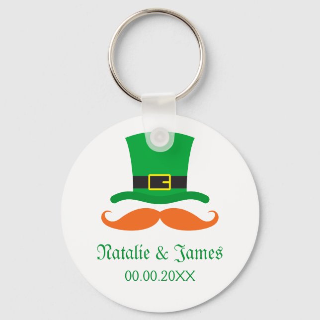 Leprechaun moustache St Patrick's day wedding Keychain (Front)