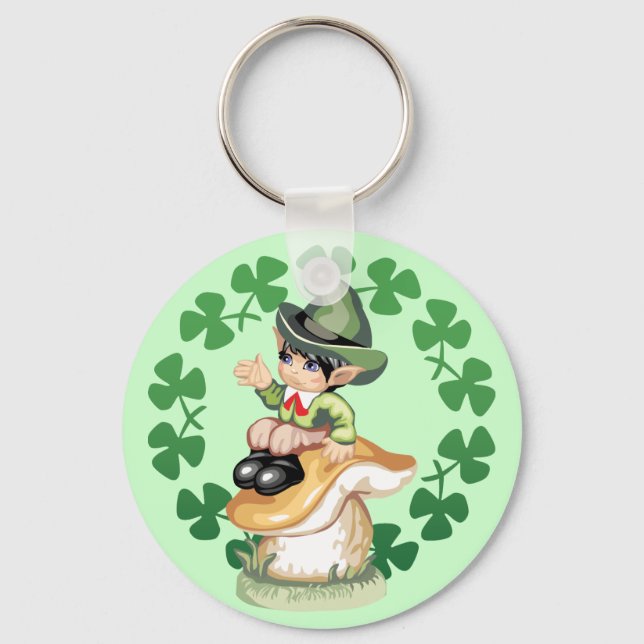 Leprechaun on a Mushroom Keychain (Front)