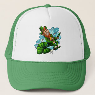 Leprechaun on a Shamrock St Patrick's Day   Trucker Hat