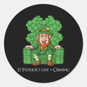 Leprechaun On Clover Throne St Patricks Day Boys G Classic Round Sticker