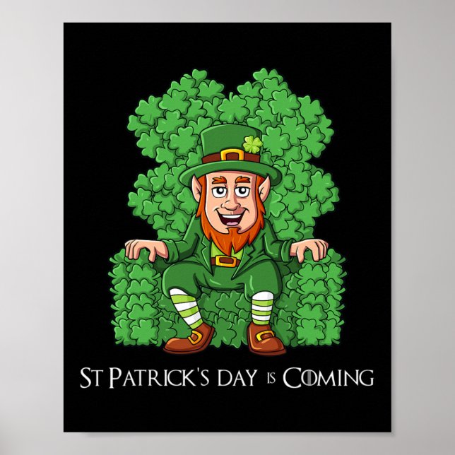 Leprechaun On Clover Throne St Patricks Day Boys G Poster (Front)
