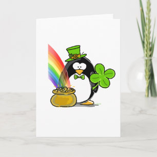 Leprechaun Penguin Card