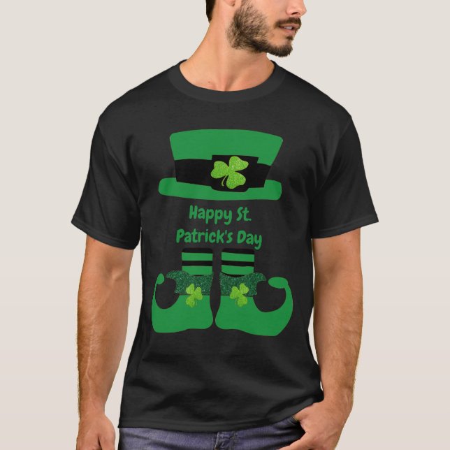 Leprechaun Personalized St. Patrick's Day Green  T-Shirt (Front)