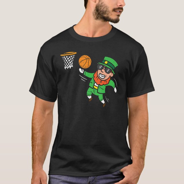 Leprechaun Playing Basketball St Patricks Day Boys T-Shirt (Front)