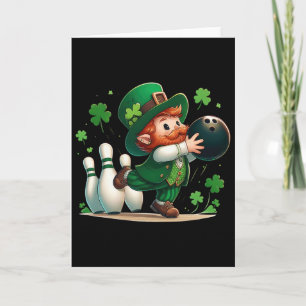 Leprechaun Playing Bowling St Patrick's Day Shamro Card