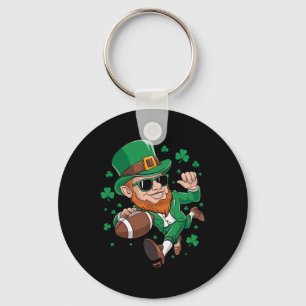 Leprechaun Playing Football St Patricks Day Sport Keychain