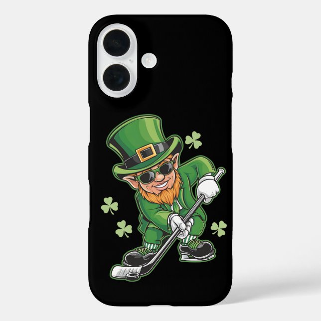 Leprechaun Playing Hockey St Patrick's Day Irish Case-Mate iPhone Case (Back)