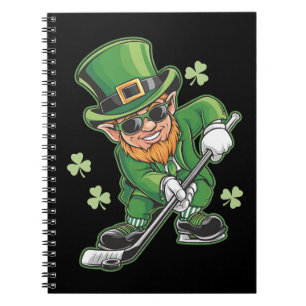 Leprechaun Playing Hockey St Patrick's Day Irish Notebook