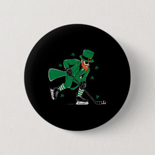 Leprechaun Playing Hockey St Patricks Day Sport Me 2 Inch Round Button