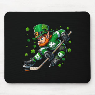 Leprechaun Playing Hockey St Patricks Day Sport Me Mouse Pad