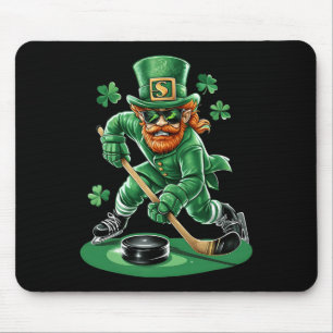 Leprechaun Playing Hockey St Patricks Day Sport Me Mouse Pad