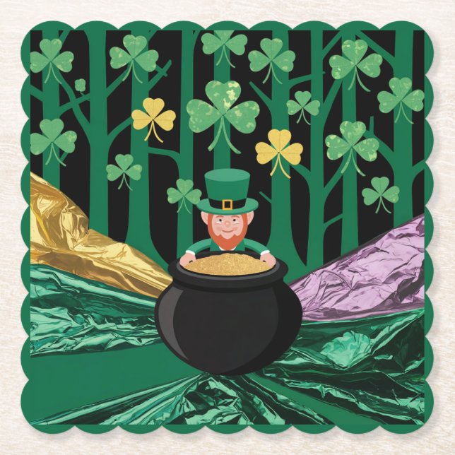 Leprechaun Pot Of Gold Coaster Set (Front)