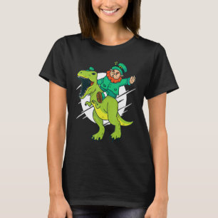 Leprechaun Riding A T Rex Dinosaur Funny St Patric T-Shirt
