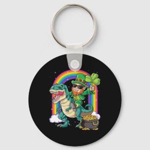 Leprechaun Riding Dinosaur St Patricks Day Boys Me Keychain
