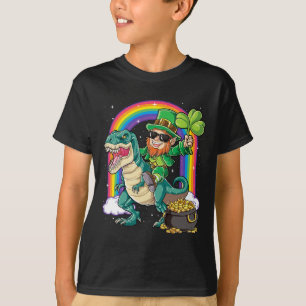 Leprechaun Riding Dinosaur St Patricks Day Boys Me T-Shirt