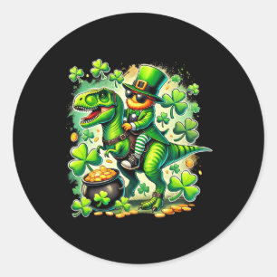 Leprechaun Riding T Rex Dinosaur St Pat Trex Patri Classic Round Sticker
