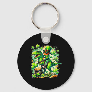 Leprechaun Riding T Rex Dinosaur St Pat Trex Patri Keychain