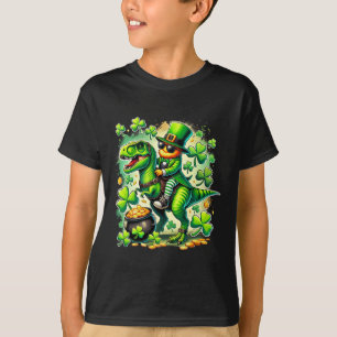 Leprechaun Riding T Rex Dinosaur St Pat Trex Patri T-Shirt