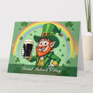 Leprechaun’s Cheers Beneath the Rainbow Thank You Card
