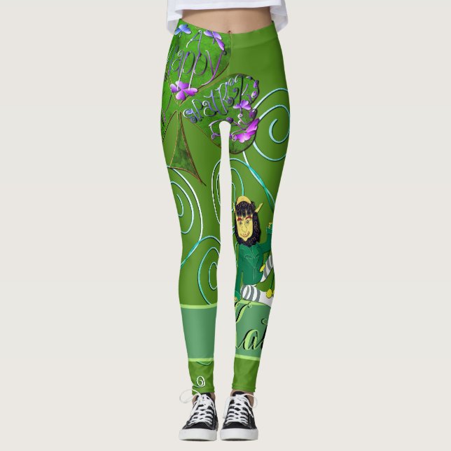 Leprechaun Shamrock Leggings (Front)