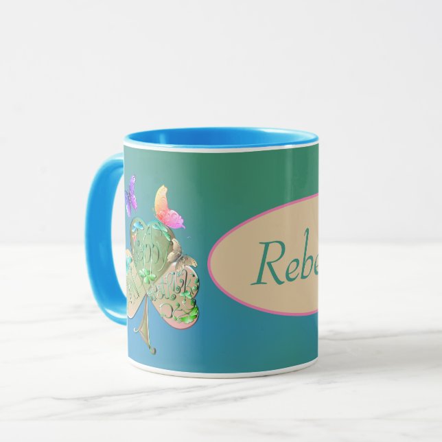 Leprechaun Shamrock St. Patrick's avec nom Mug (Devant gauche)