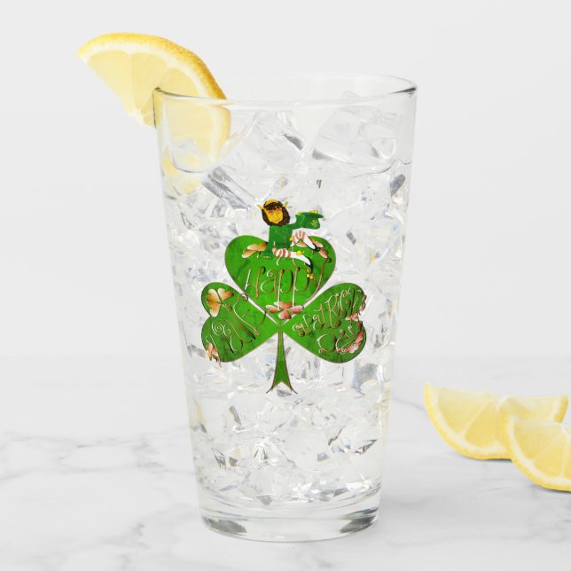 Leprechaun Shamrock St. Patrick's Day Glass (Front Ice)