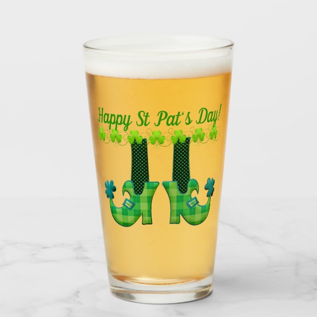 Leprechaun Shoes St Patrick's Day Glass (Front Filled)