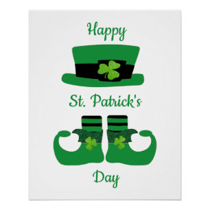 Leprechaun St. Patrick's Day Green Black   Poster