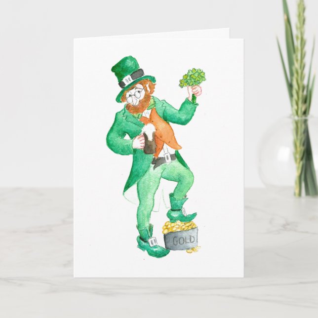 'Leprechaun' St Patrick's Day Greeting Card (Front)