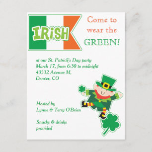 Leprechaun St Patricks Day Party Invitation