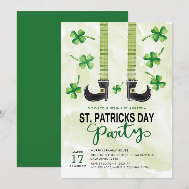 Leprechaun St.Patrick's Day Party Invitation (Front/Back)