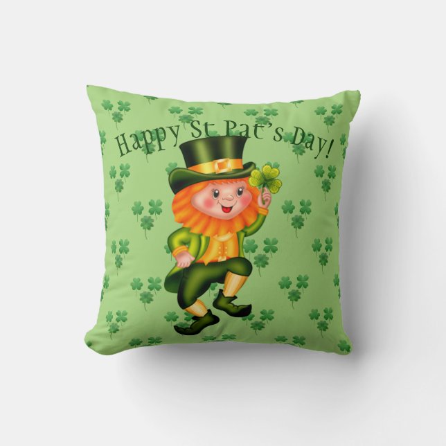 Leprechaun St Patrick's Day Throw Pillow (Front)