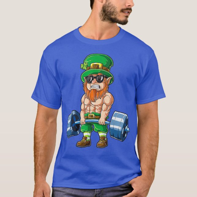 Leprechaun St Patricks Day Weightlifting Fitness T-Shirt (Front)
