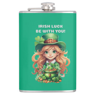 Leprechaun sticker hip flask