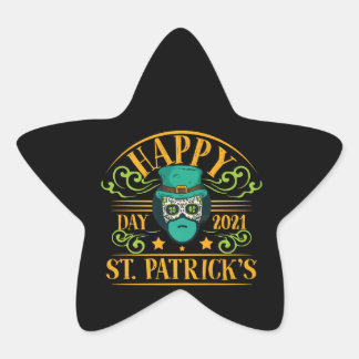 Leprechaun Sugar Skull St Patricks Day Gift Star Sticker