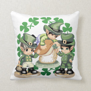 Leprechaun Trio Throw Pillow