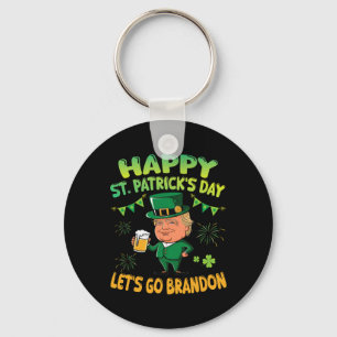Leprechaun Trump Beer Happy St Patricks Day Let's Keychain